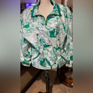 Vtg Westbound Sport Womens Jacket Windbreaker Green Full Zip Nautical size large